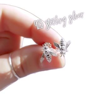 🐝 925 sterling silver honeybee stud earrings queen bee boss babe lady studs